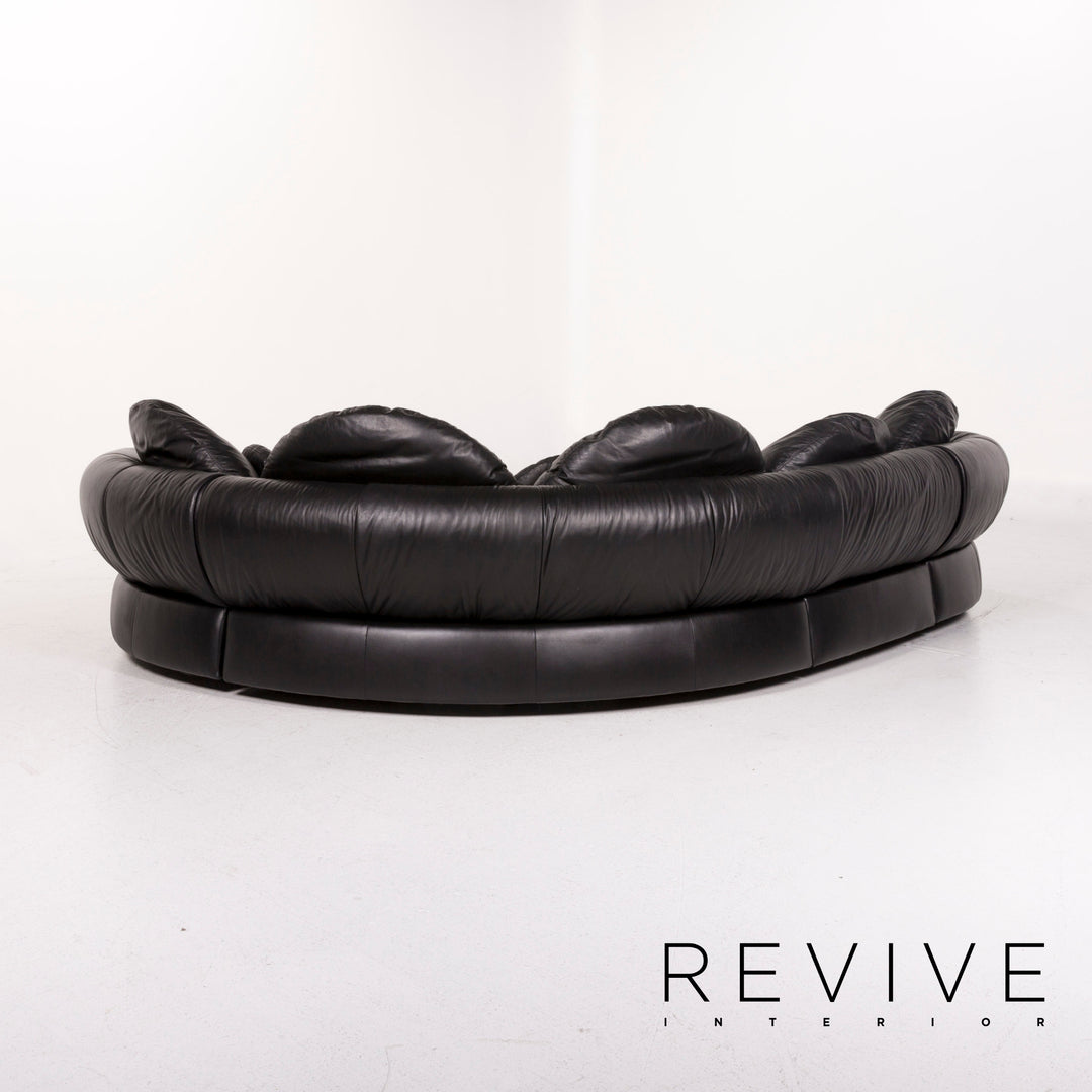 Natuzzi canapé d'angle en cuir noir canapé #12091