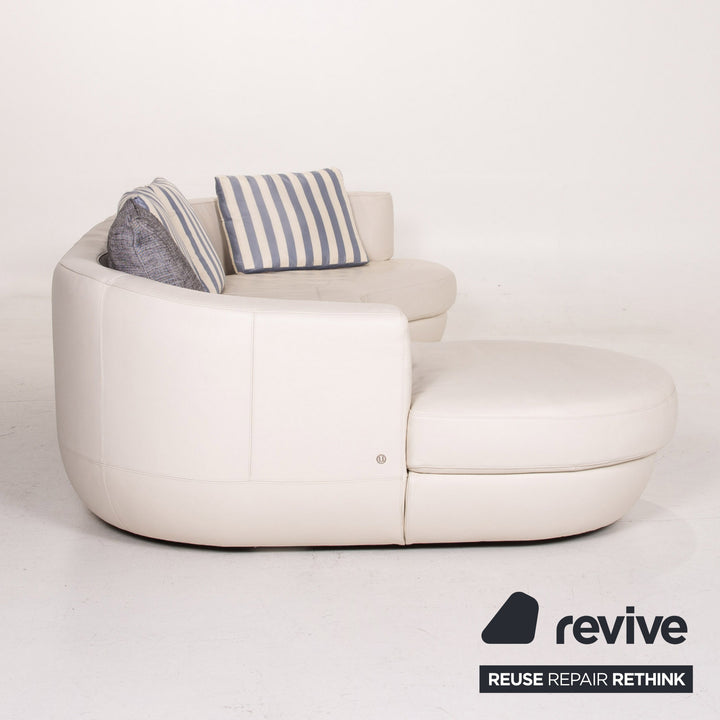 Natuzzi canapé d'angle en cuir blanc canapé #14501