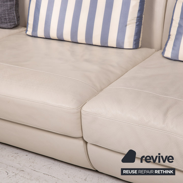 Natuzzi canapé d'angle en cuir blanc canapé #14501