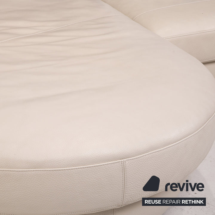 Natuzzi canapé d'angle en cuir blanc canapé #14501