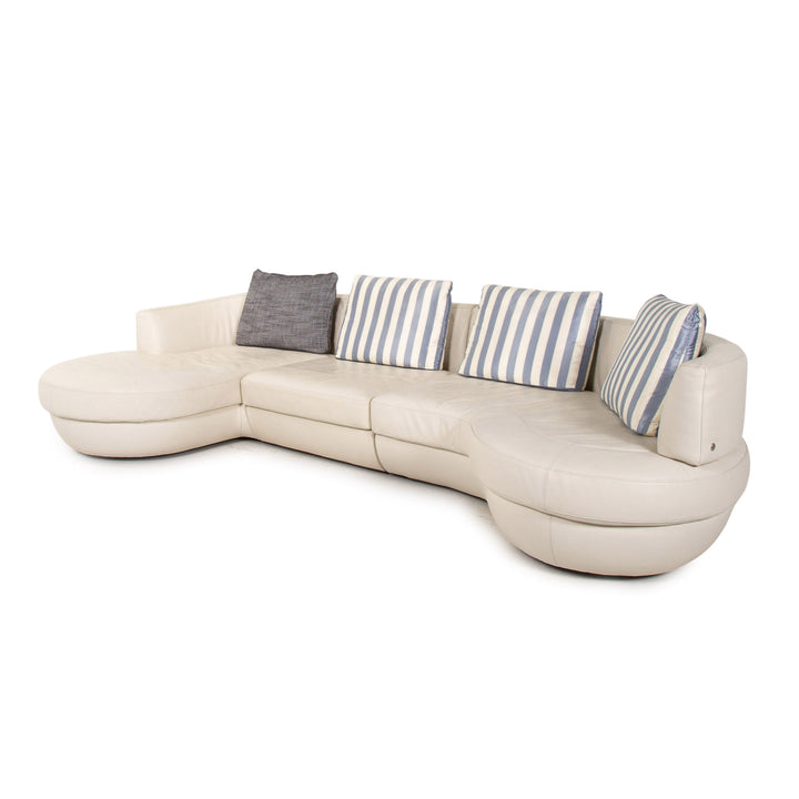 Natuzzi canapé d'angle en cuir blanc canapé #14501