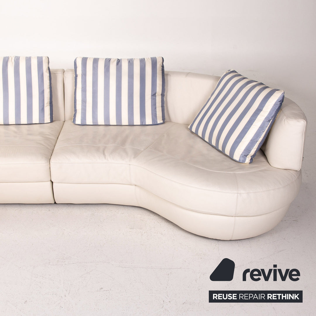 Natuzzi canapé d'angle en cuir blanc canapé #14501