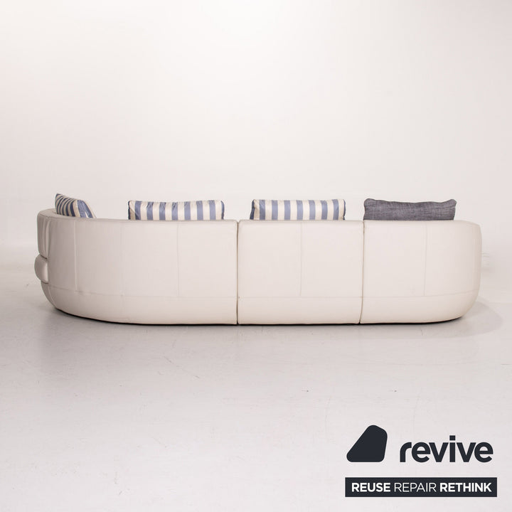 Natuzzi canapé d'angle en cuir blanc canapé #14501