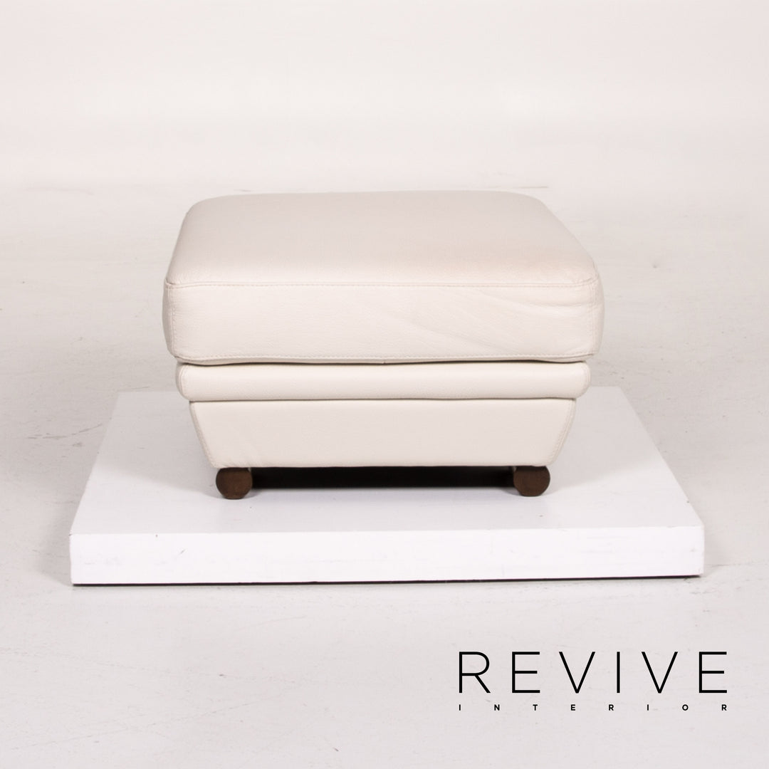 Natuzzi Leder Hocker Creme Ottoman #14242