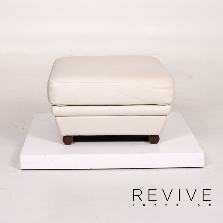 Natuzzi Leder Hocker Creme Ottoman #14242
