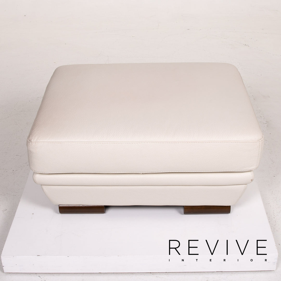 Natuzzi Leder Hocker Creme Ottoman #14242
