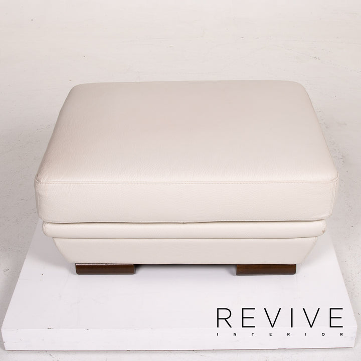 Natuzzi Leder Hocker Creme Ottoman #14242
