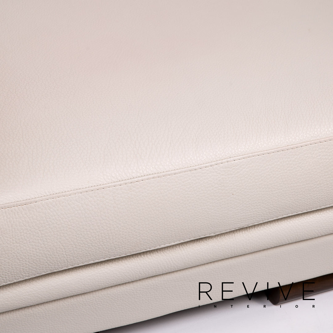 Natuzzi Leder Hocker Creme Ottoman #14242