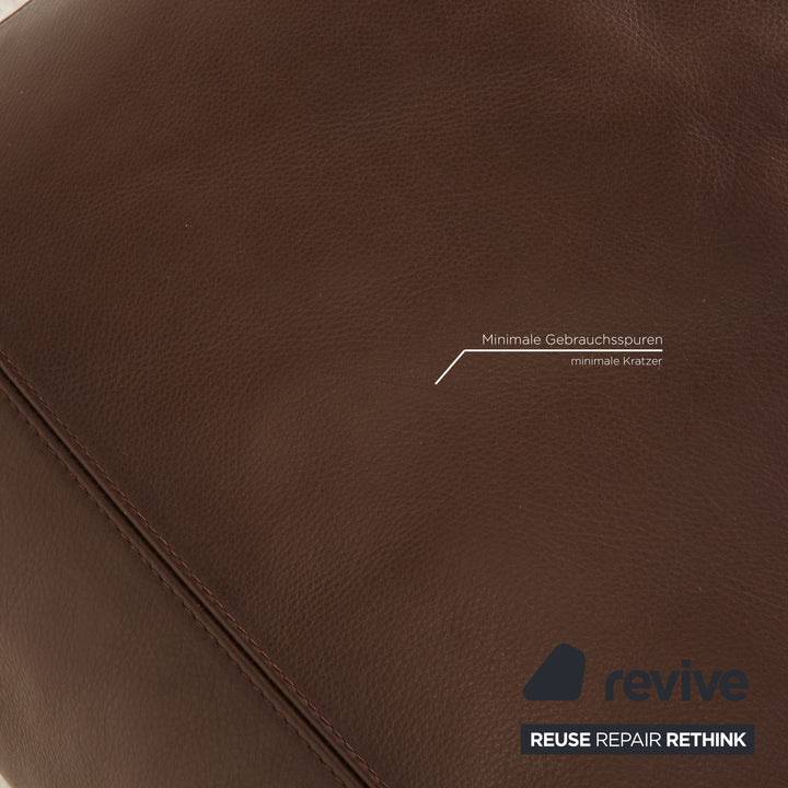 Natuzzi Leder Hocker Dunkelbraun