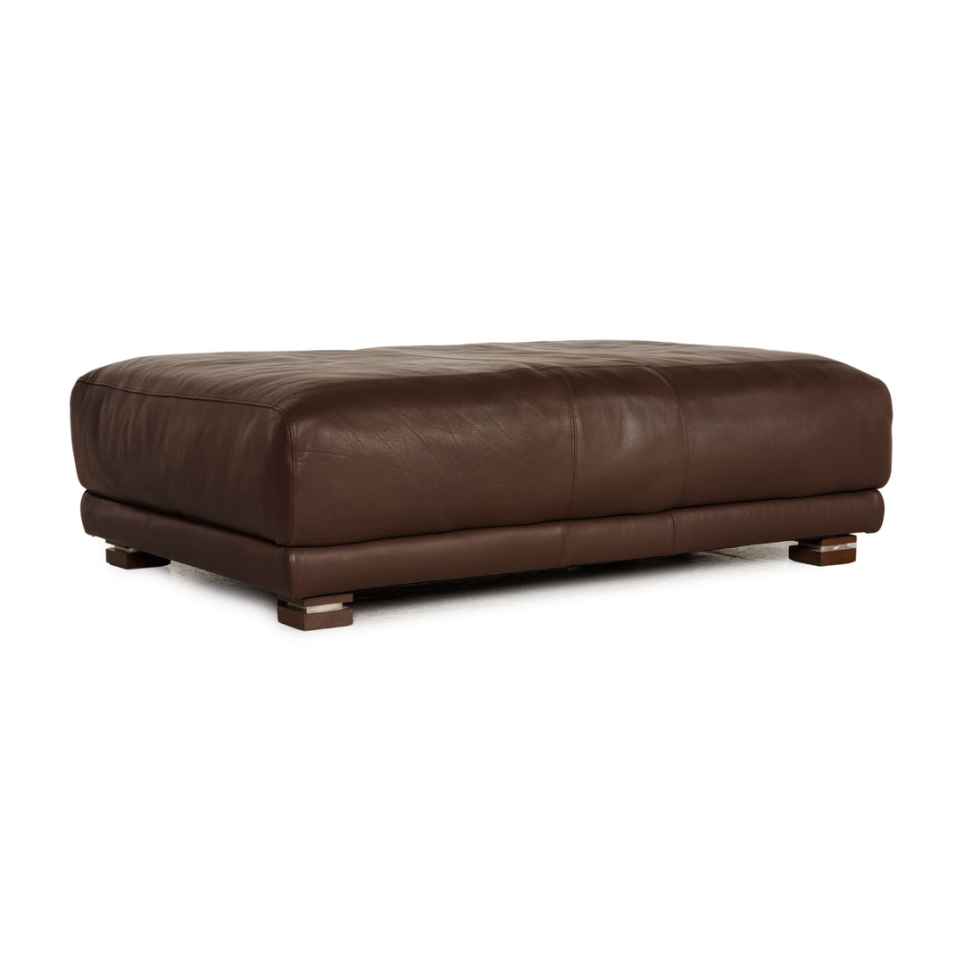 Natuzzi Leder Hocker Dunkelbraun