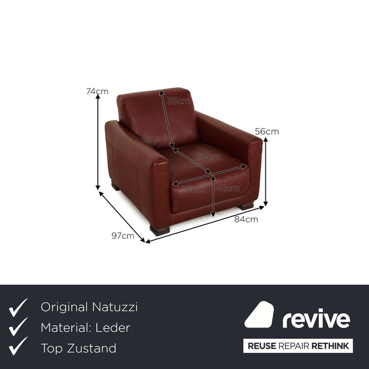 Fauteuil Natuzzi en cuir rouge