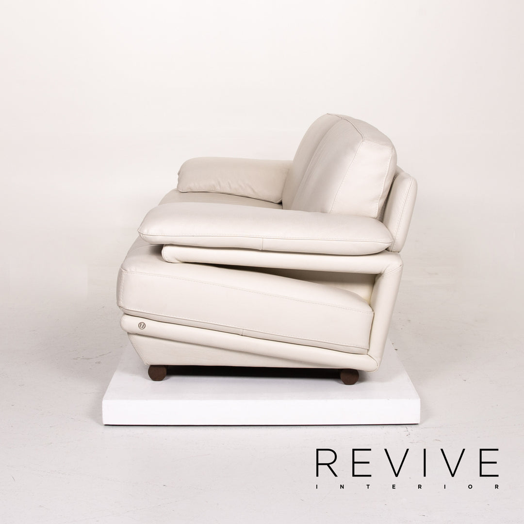 Natuzzi Leder Sofa Creme Dreisitzer Couch #14240
