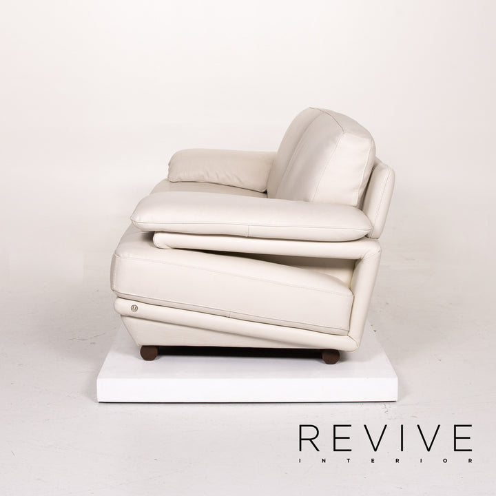 Natuzzi Leder Sofa Creme Dreisitzer Couch #14240