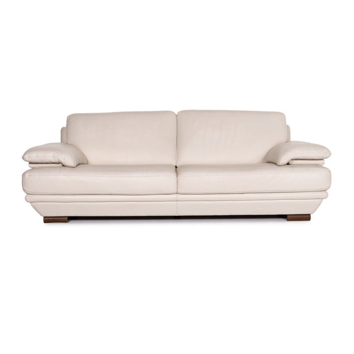 Natuzzi Leder Sofa Creme Dreisitzer Couch #14240
