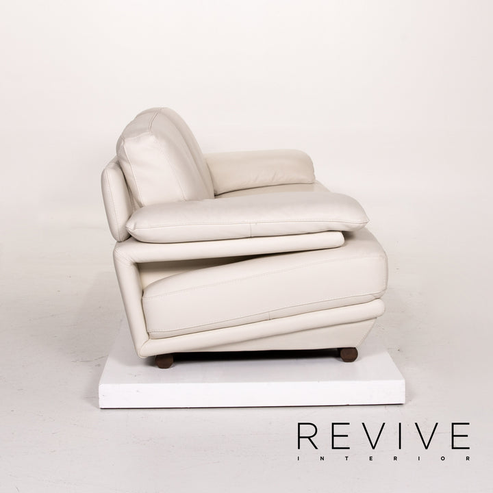 Natuzzi Leder Sofa Creme Dreisitzer Couch #14240