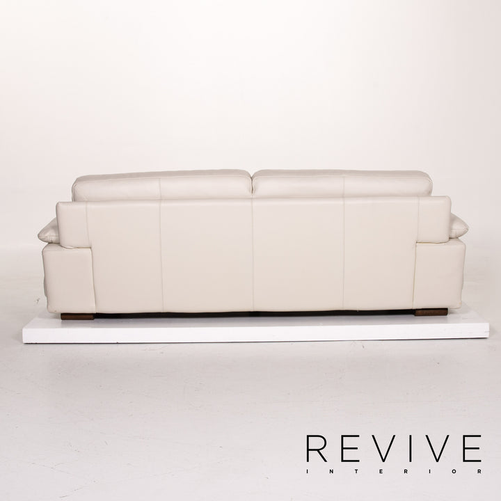 Natuzzi Leder Sofa Creme Dreisitzer Couch #14240