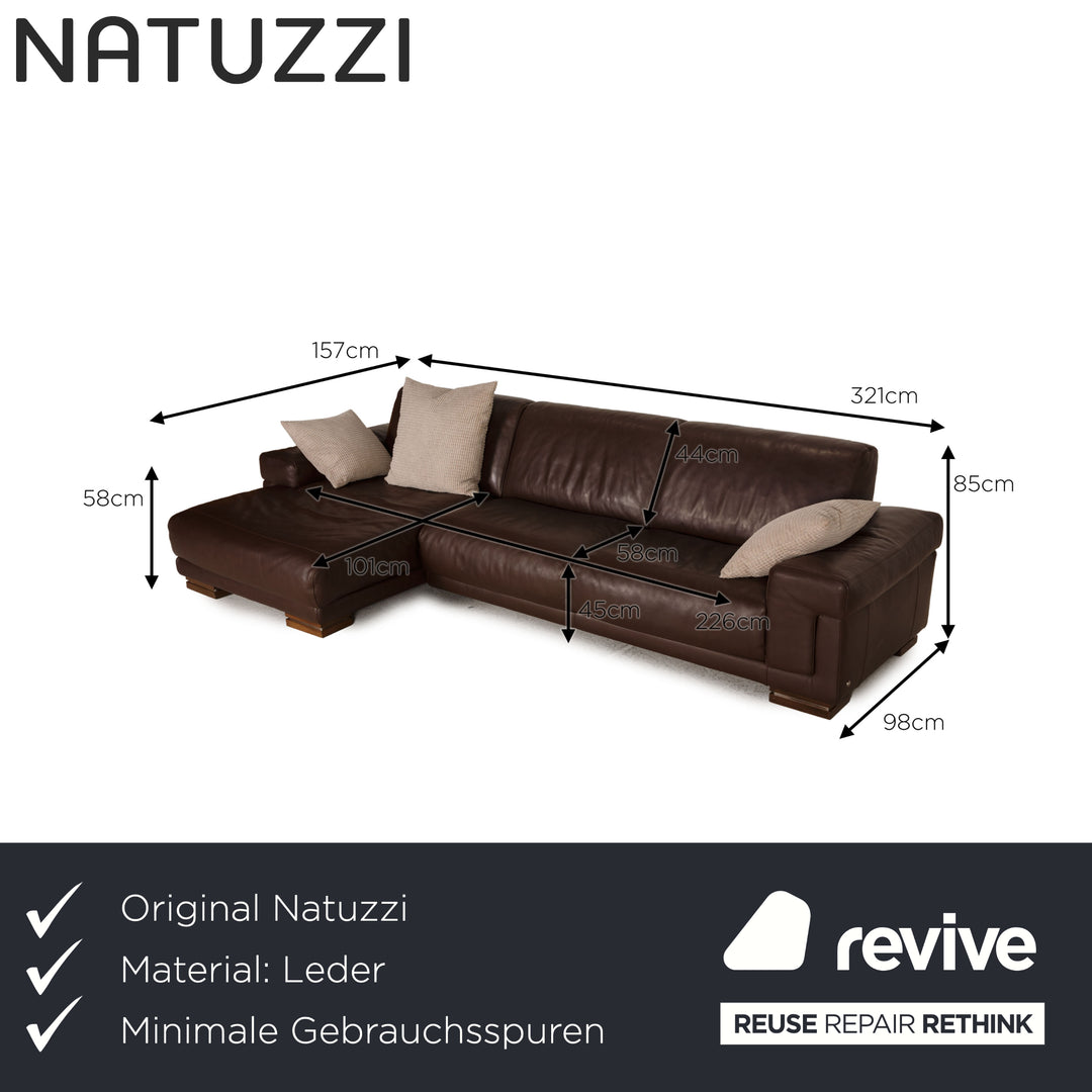 Natuzzi Leather Sofa Dark Brown Corner Sofa Couch