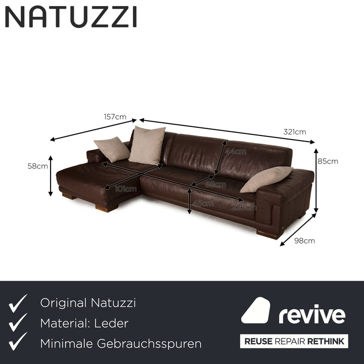 Natuzzi Leather Sofa Dark Brown Corner Sofa Couch