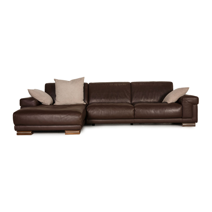 Natuzzi Leather Sofa Dark Brown Corner Sofa Couch