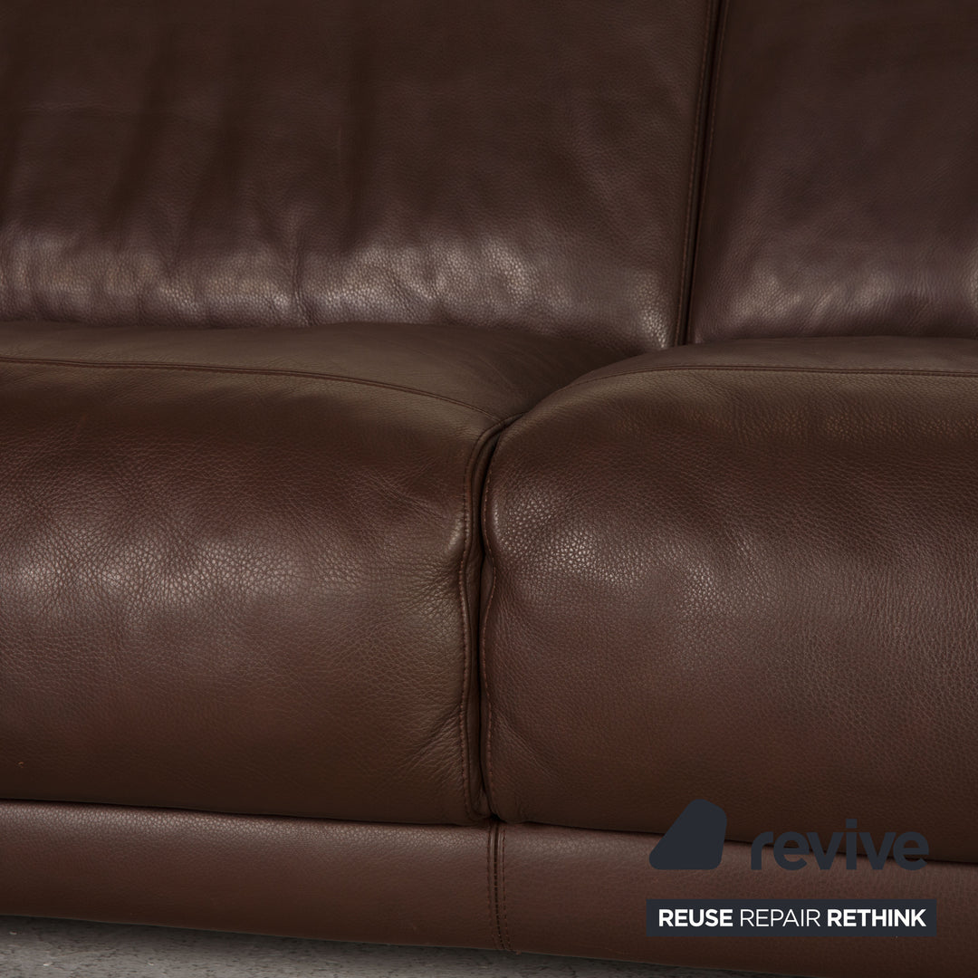 Natuzzi Leather Sofa Dark Brown Corner Sofa Couch