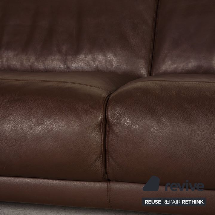 Natuzzi Leather Sofa Dark Brown Corner Sofa Couch
