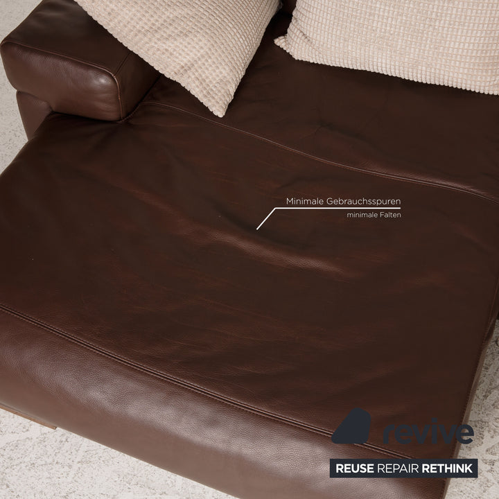 Natuzzi Leder Sofa Garnitur Dunkelbraun Ecksofa Sessel