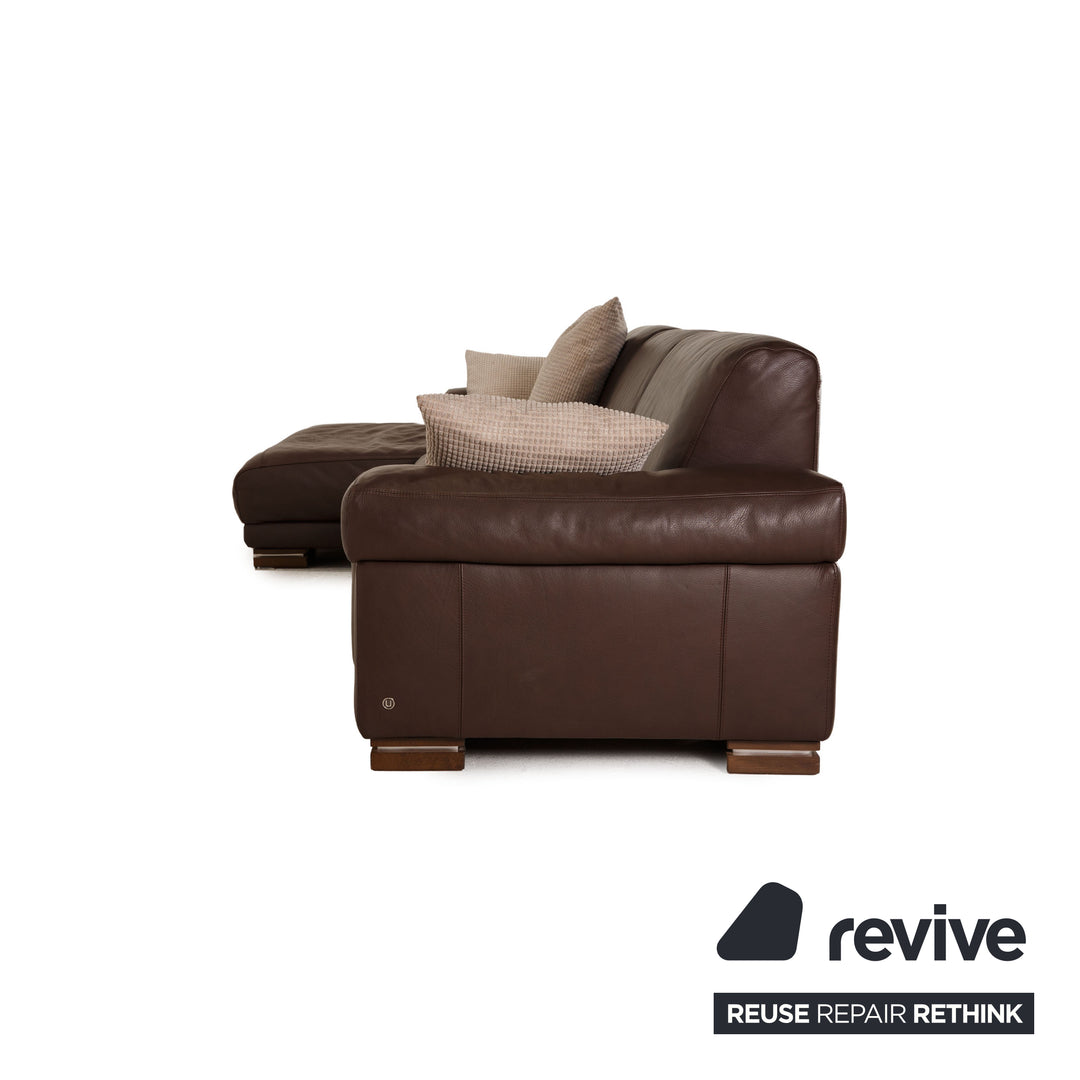 Natuzzi Leder Sofa Garnitur Dunkelbraun Ecksofa Sessel