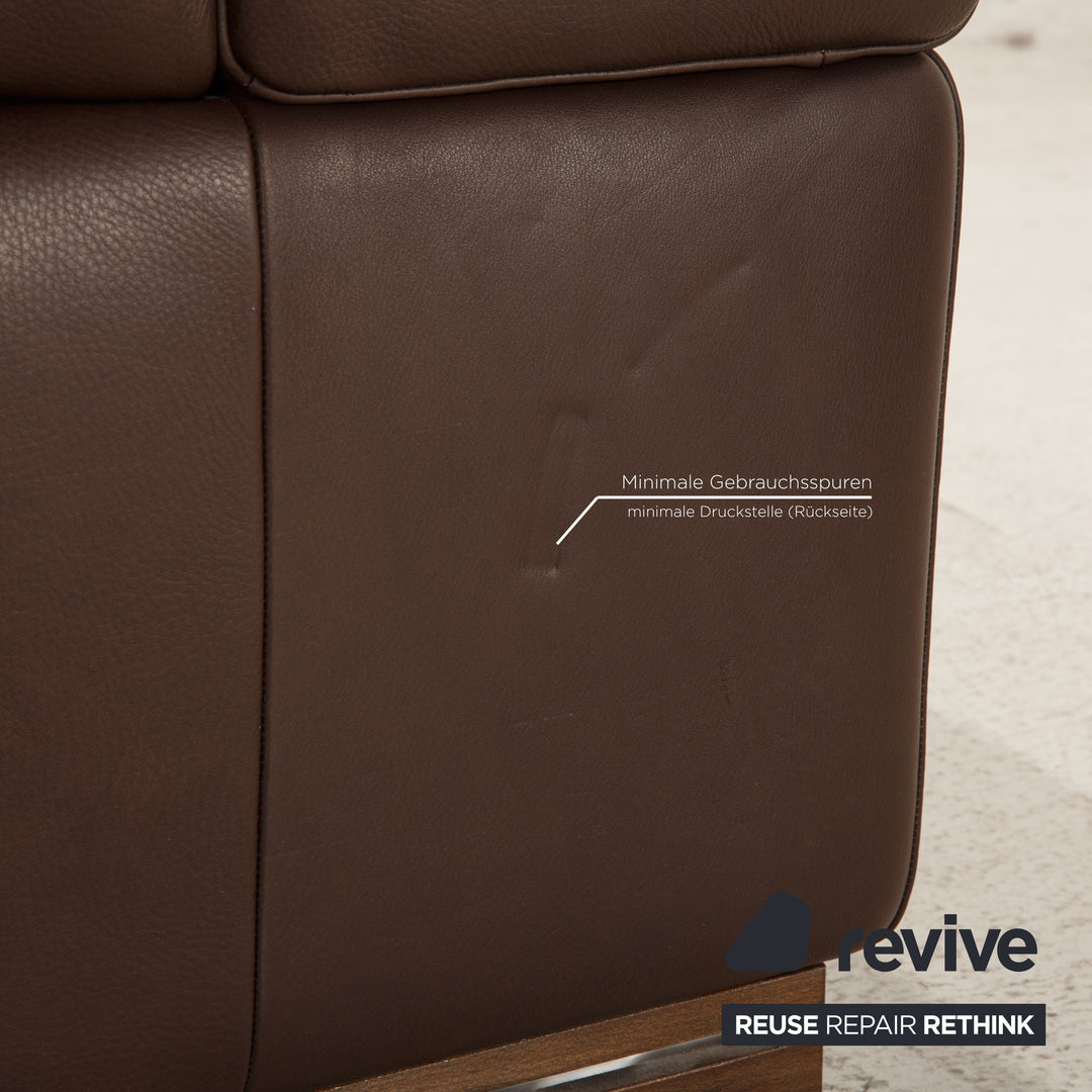 Natuzzi Leder Sofa Garnitur Dunkelbraun Ecksofa Sessel