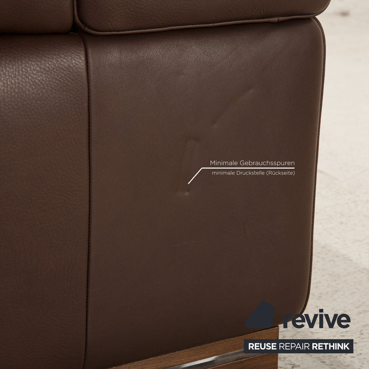 Natuzzi Leder Sofa Garnitur Dunkelbraun Ecksofa Sessel