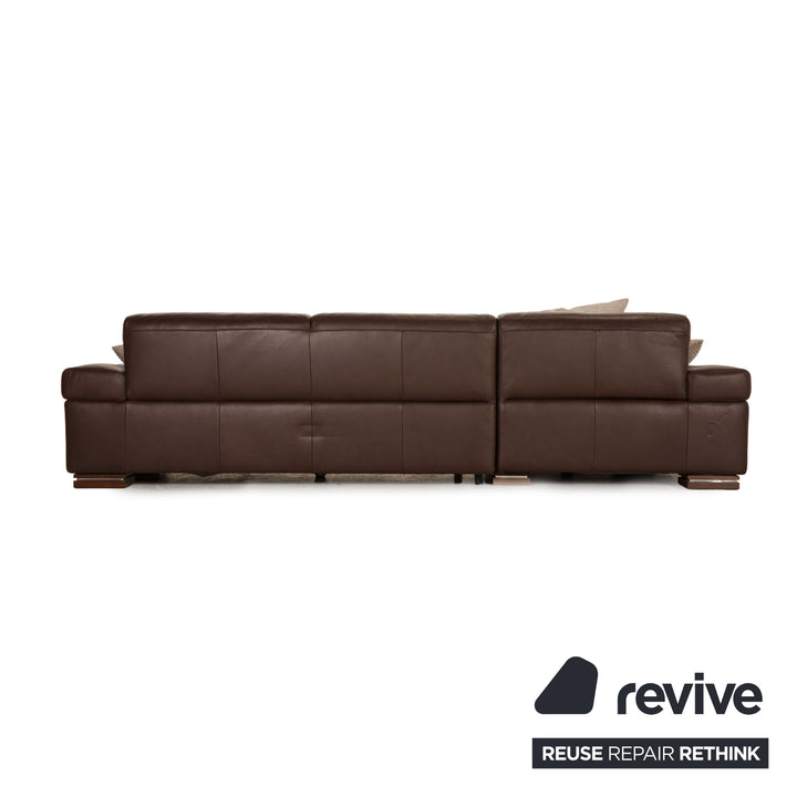 Natuzzi Leder Sofa Garnitur Dunkelbraun Ecksofa Sessel