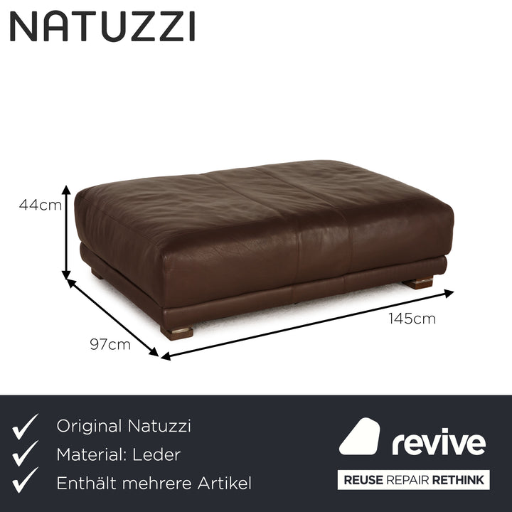 Natuzzi ensemble de canapé en cuir marron foncé canapé d'angle fauteuil tabouret