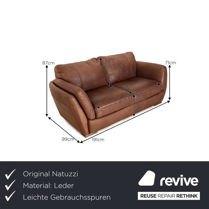 Natuzzi Leder Zweisitzer Braun Sofa Couch