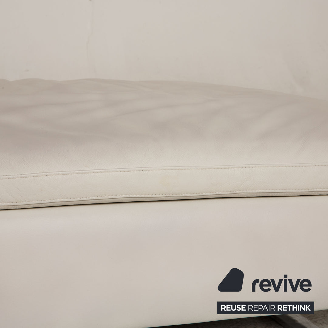 Natuzzi Opus Tabouret en Cuir Crème