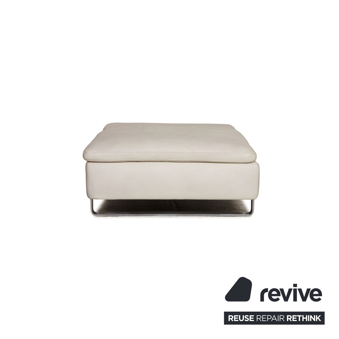 Natuzzi Opus Tabouret en Cuir Crème