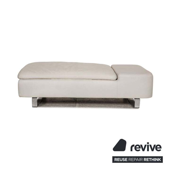 Natuzzi Opus Tabouret en Cuir Crème