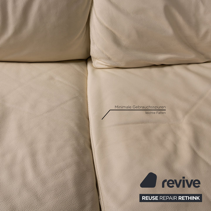 Nieri Corniche Leather Sofa Cream Corner Sofa Couch