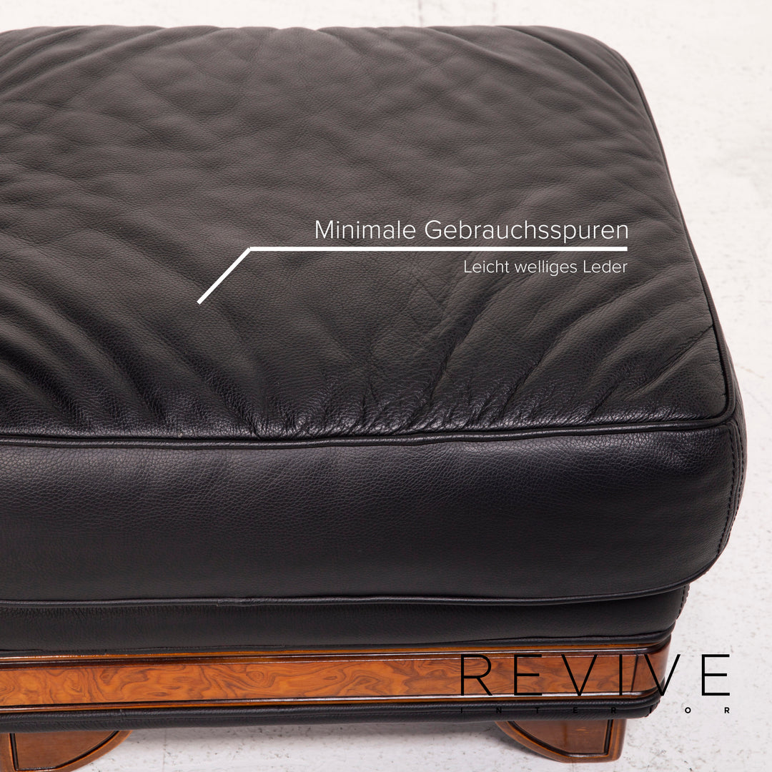 Nieri Leder Hocker Schwarz #14880