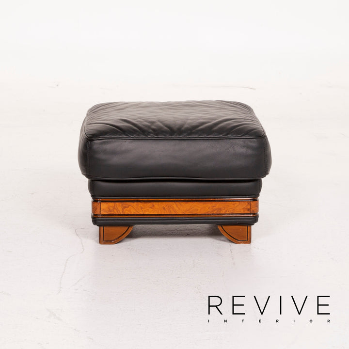 Nieri Leder Hocker Schwarz #14880