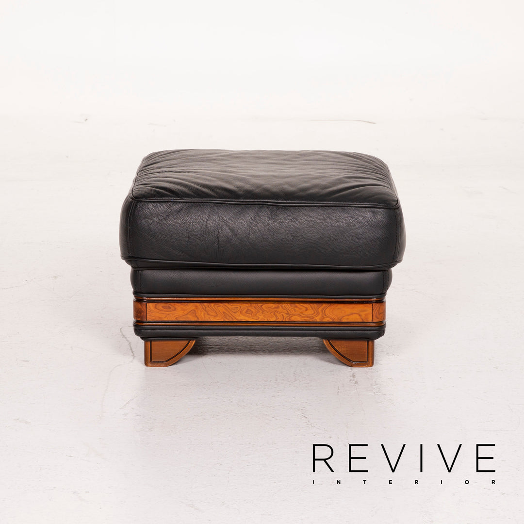 Nieri Leder Hocker Schwarz #14880