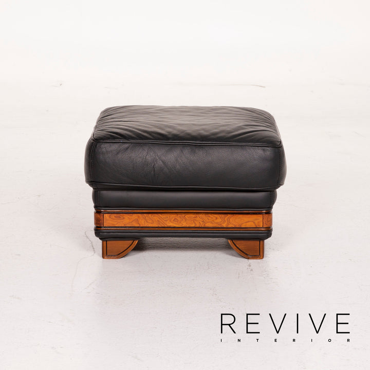 Nieri Leder Hocker Schwarz #14880