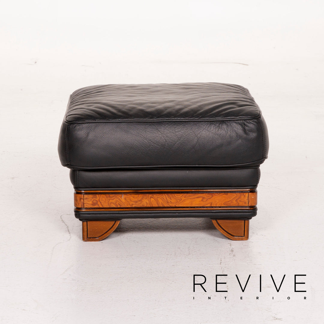 Nieri Leder Hocker Schwarz #14880