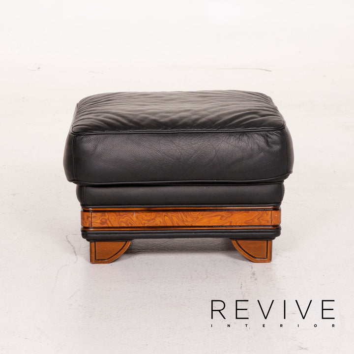 Nieri Leder Hocker Schwarz #14880