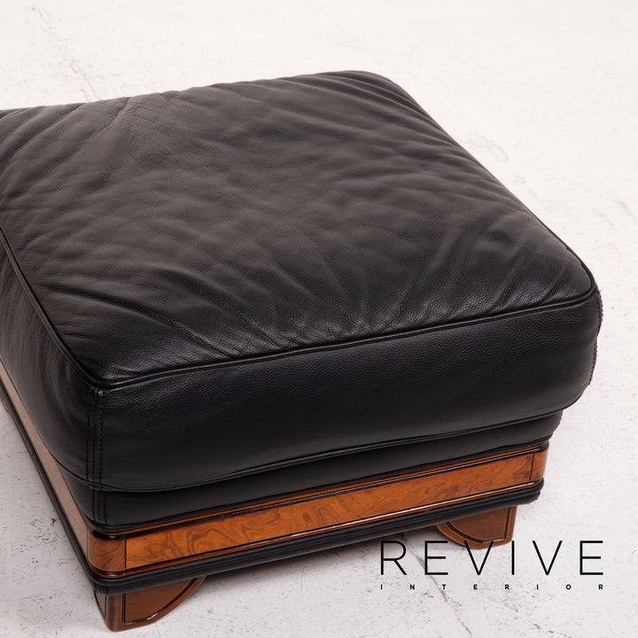 Nieri Leder Hocker Schwarz #14880