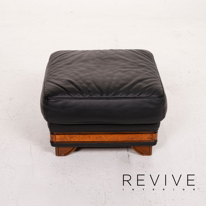 Nieri Leder Hocker Schwarz #14880