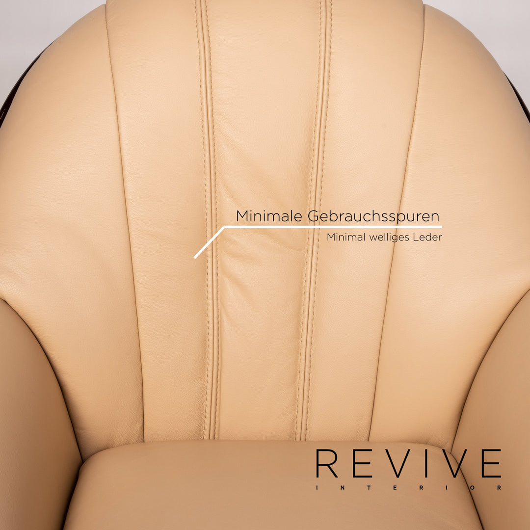 Fauteuil en cuir Nieri beige #13568
