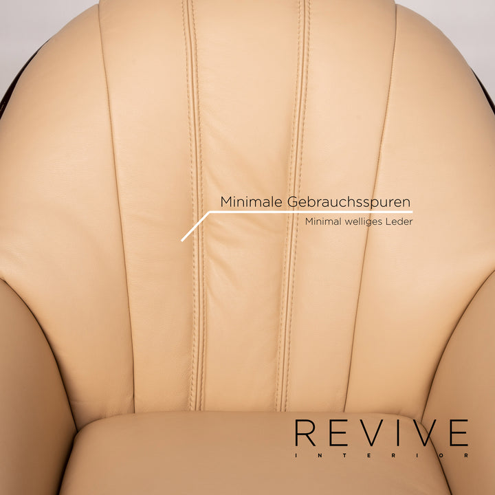 Fauteuil en cuir Nieri beige #13568