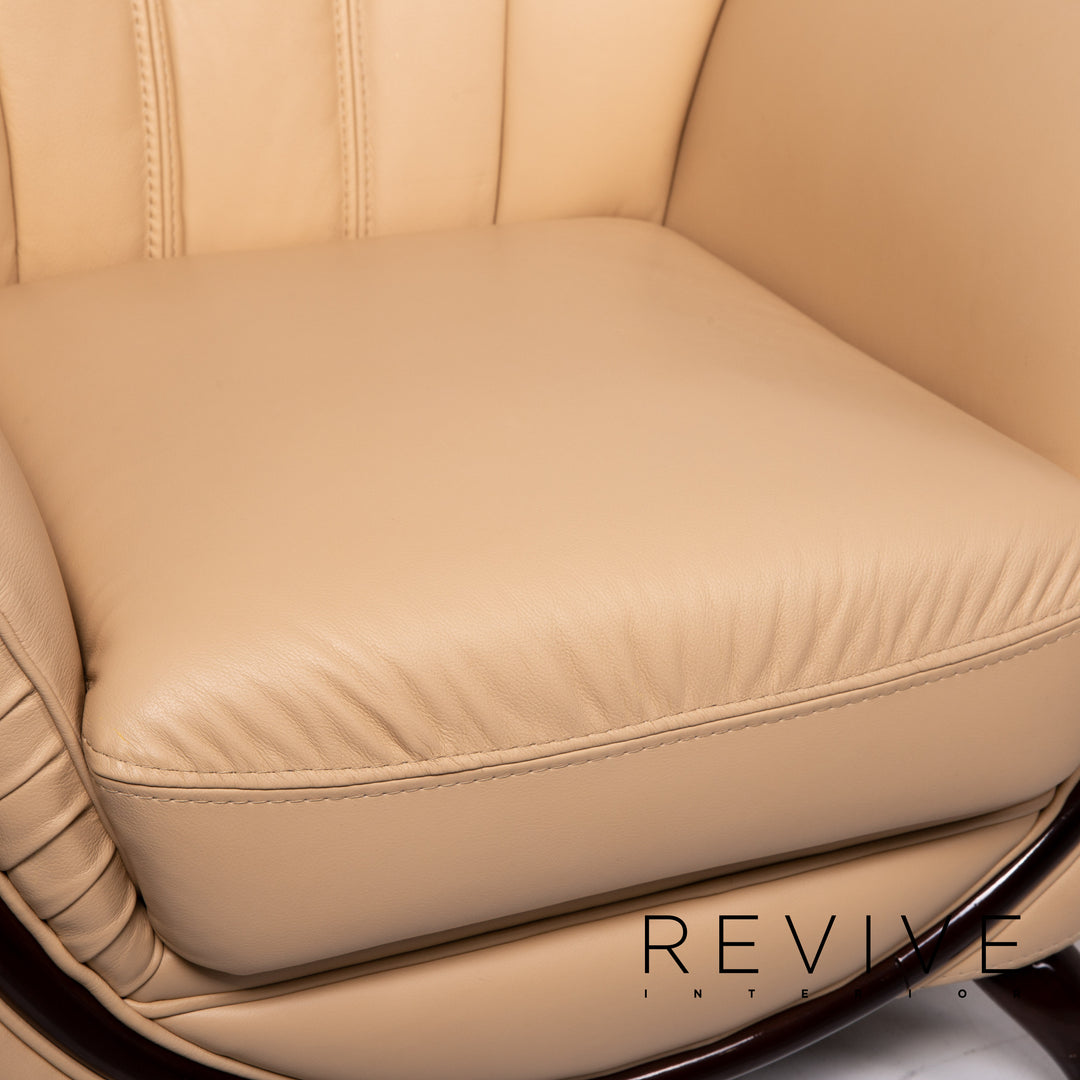Fauteuil en cuir Nieri beige #13568