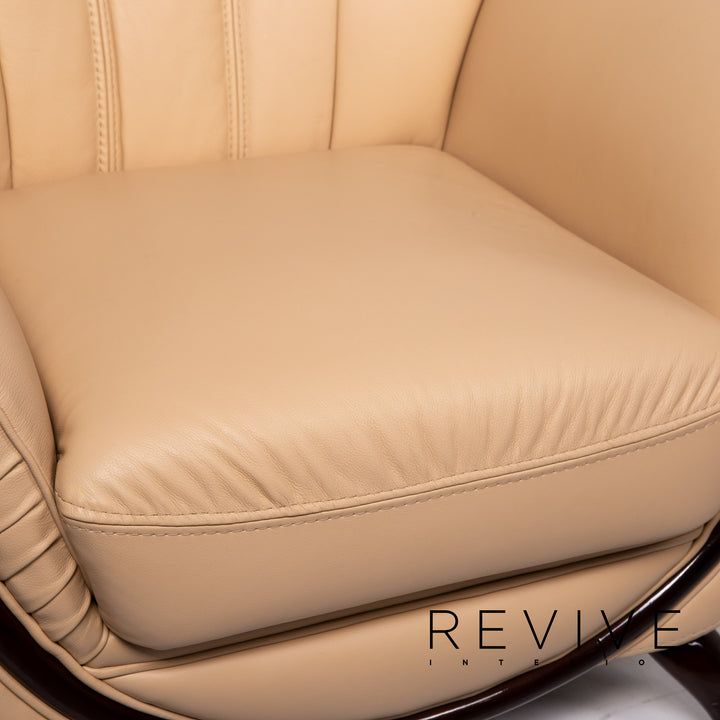 Fauteuil en cuir Nieri beige #13568