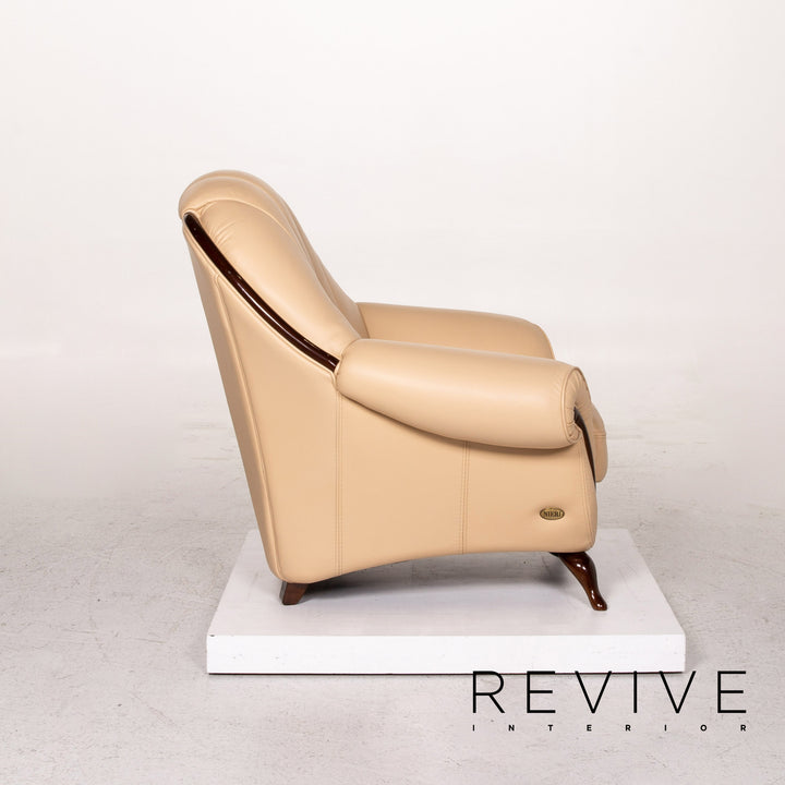 Fauteuil en cuir Nieri beige #13568