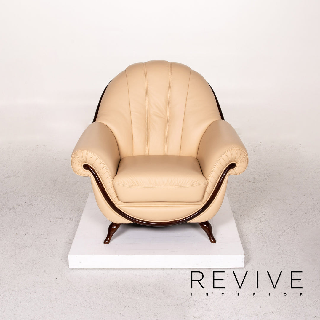 Fauteuil en cuir Nieri beige #13568